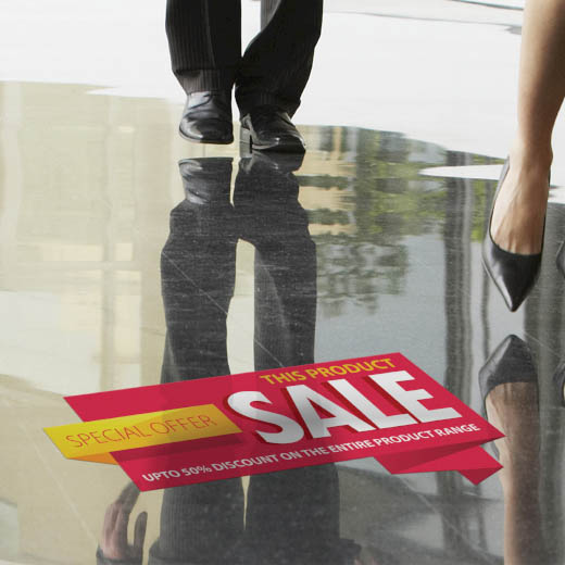 Adesivi per pavimento - Make a good impression upon entering with a floor sticker of your own brand.