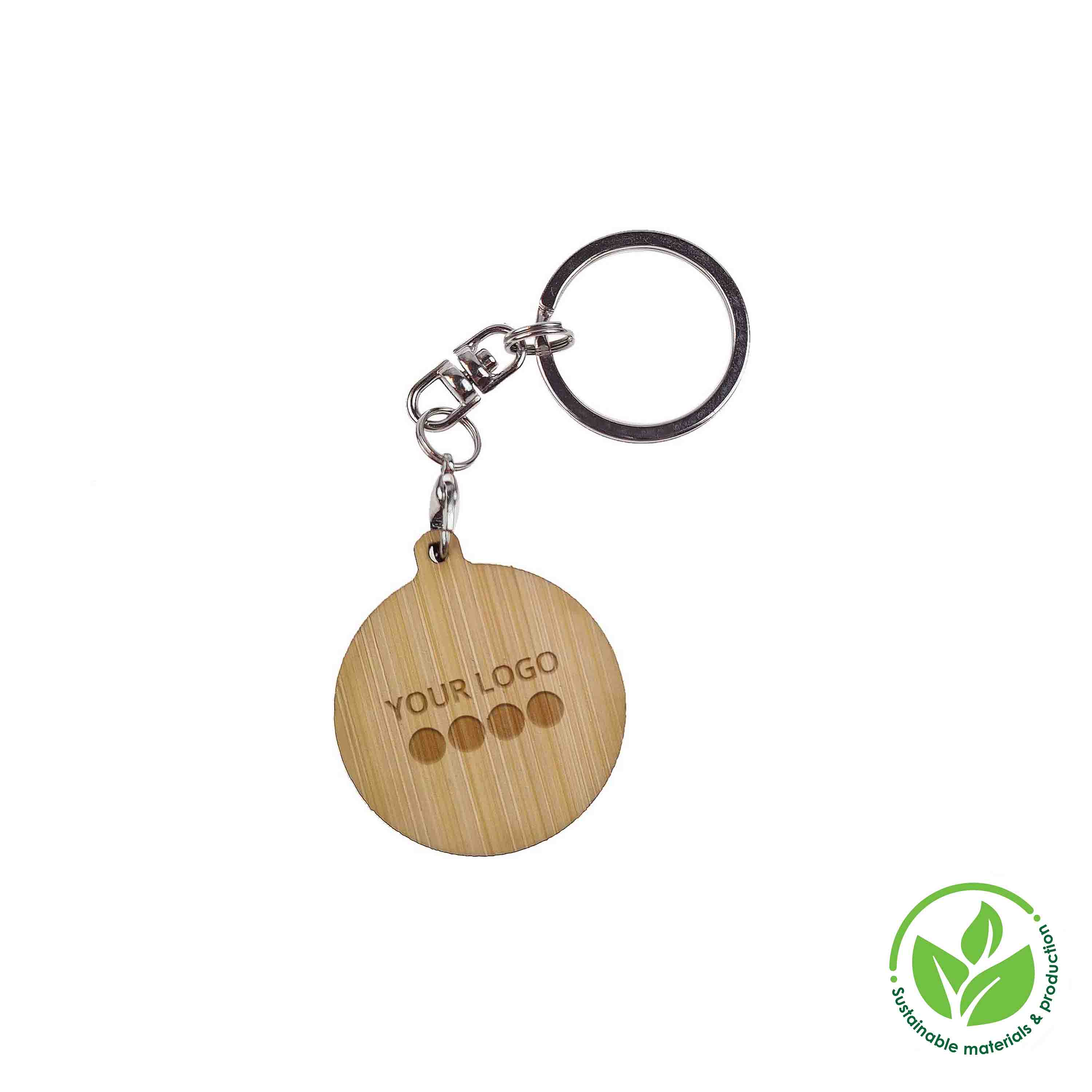 Portachiavi Bamboo tondo, 32 mm, incisione
